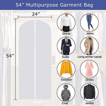 Load image into Gallery viewer, Online shopping skyugle clear garment bags dress cover 24 x 54 breathable hanging clothes storage protector for dance costumes suit coat plastic garment cover with sturdy zipper 7 pack