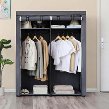 Load image into Gallery viewer, Results songmics closet storage organizer portable wardrobe with hanging rods clothes rack foldable cloakroom study stable 55 1 x 16 9 x 68 5 inches gray uryg02gy