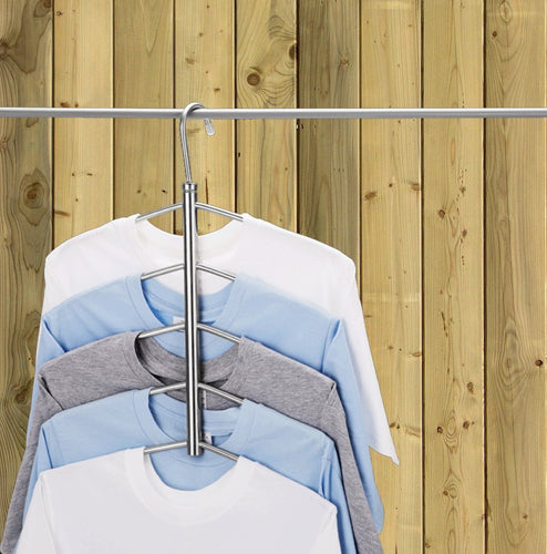 Suzeda 5 Tier Stainless Steel Blouse Tree Hanger Closet Organizer (6-Pack)