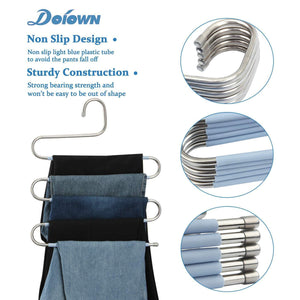 Related doiown s type stainless steel clothes pants hangers closet storage organizer for pants jeans scarf hanging 14 17 x 14 96ins set of 3 5 pieces light blueupgrade style