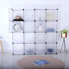 Load image into Gallery viewer, Budget bastuo 16 cubes diy storage cabinet clothes wardrobe closet bookcase shelf baskets modular cubes closet for toys books clothes white with doors