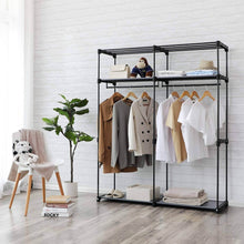 Load image into Gallery viewer, Save songmics closet storage organizer portable wardrobe with hanging rods clothes rack foldable cloakroom study stable 55 1 x 16 9 x 68 5 inches gray uryg02gy