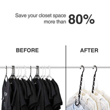 Load image into Gallery viewer, Amazon best house day black magic hangers space saving clothes hangers organizer smart closet space saver pack of 10 with sturdy plastic for heavy clothes