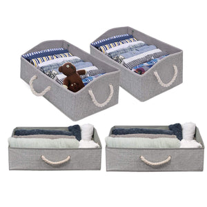 Fabric Storage Bins, Linen Closet Organizers and Storage Boxes for Shelves, Home Storage Baskets for Organizing, 4-pc Grey Storage Box Organizers, Collapsible Storage Bins, Playroom Organization Bins