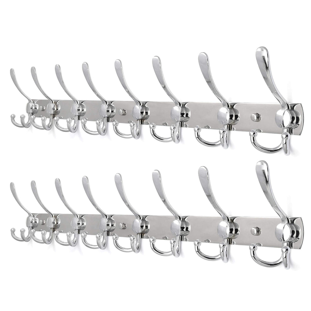 Top rated 2pacs webi 30 inch entryway robe hat clothes towel rack rail coat rack with 8 flared tri hooks wall mounted aluminum chrome finish