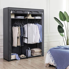 Load image into Gallery viewer, Save on songmics closet storage organizer portable wardrobe with hanging rods clothes rack foldable cloakroom study stable 55 1 x 16 9 x 68 5 inches gray uryg02gy