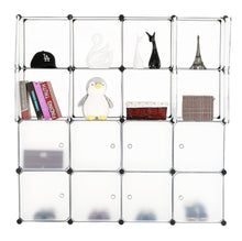 Load image into Gallery viewer, Try bastuo 16 cubes diy storage cabinet clothes wardrobe closet bookcase shelf baskets modular cubes closet for toys books clothes white with doors