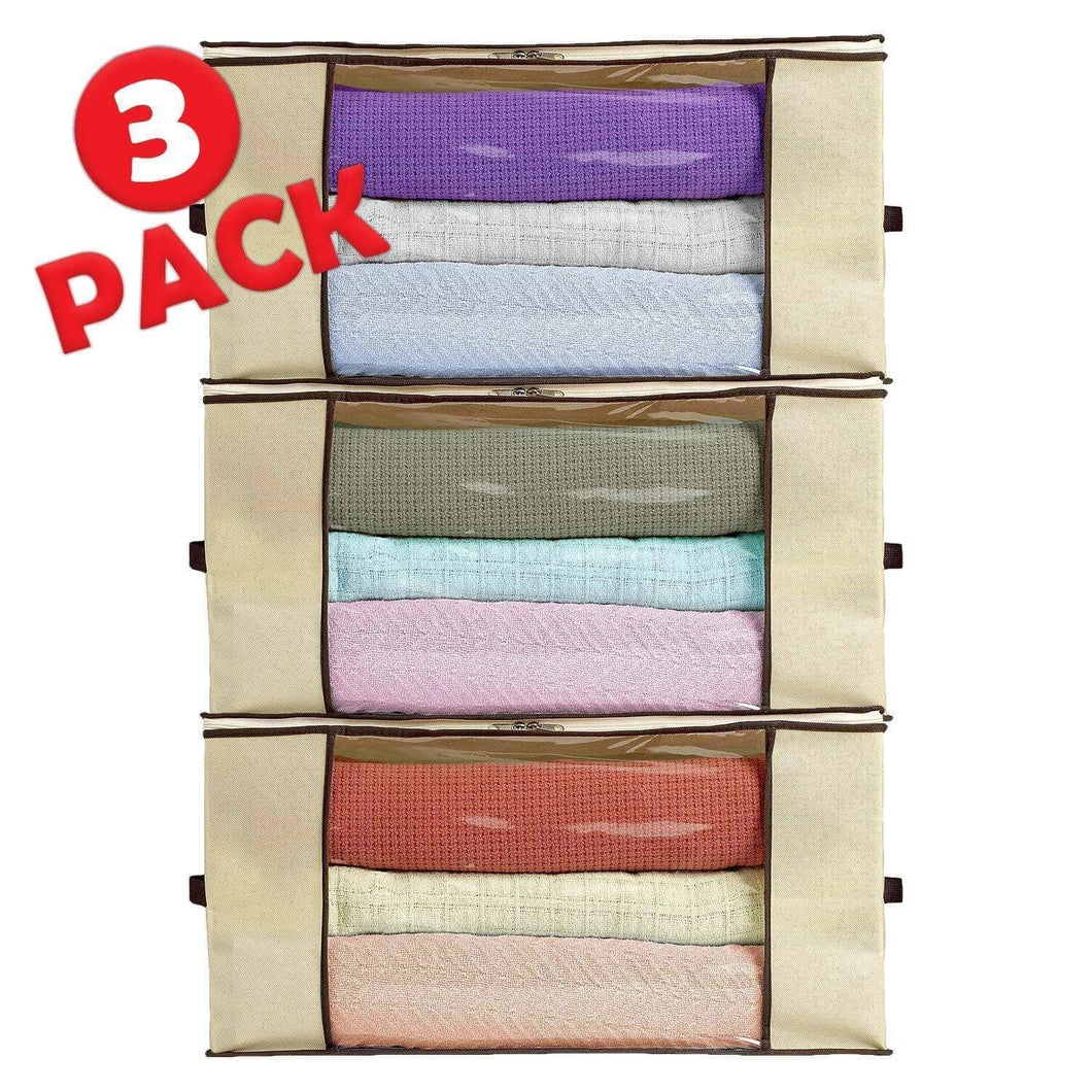 Buy now ziz home blankets clothes storage bag 3 pack breathable anti mold material closet organization used for linen storage blanket storage sweater storage duvet storage bags eco friendly clear window