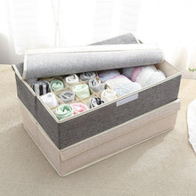 Load image into Gallery viewer, 17 Cells Cotton Linen Underwear Storage Box Wardrobe Socks Storage Box