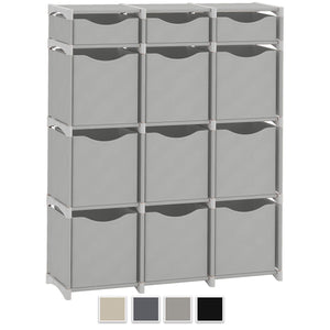 12 Cube Organizer | Set of Storage Cubes Included | DIY Cubby Organizer Bins | Cube Shelves ladder Storage Unit shelf | Closet Organizer for Bedroom, Playroom, Livingroom, Office (Light Grey)