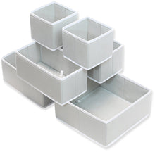 Load image into Gallery viewer, Storage simple houseware foldable cloth storage box closet dresser drawer divider organizer basket bins for underwear bras gray set of 6