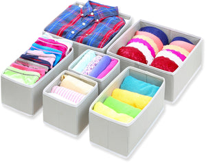 Shop for simple houseware foldable cloth storage box closet dresser drawer divider organizer basket bins for underwear bras gray set of 6