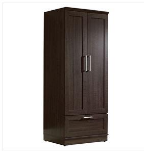 Home Bedroom Wardrobe Cabinet Storage Closet Organizer in Dark Brown Oak Finish Accent