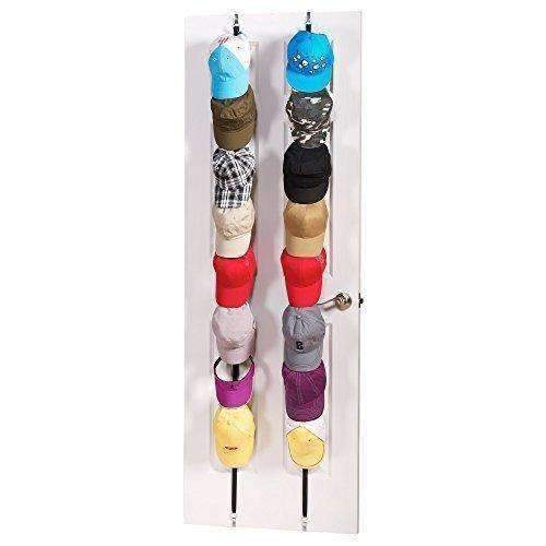 Cap Rack 2 Pack - Holds Up To 16 Caps For Baseball Hats, Ball Caps - Best Over Door Closet Organizer For Men, Boy Or Women Hat Collections - Display Racks With Clips, Perfect Holder And Storage