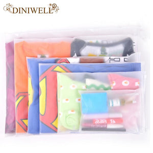 DINIWELL One Set 10 PCS PE Clothing Bags Zipper Travel Foldable Storage Bags Wardrobe Closet Organizer Save Space