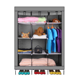 69 Inch Portable Closet Organizer Large Space Clothes Wardrobe Steel Tube Rack With Shelves Clothing Storage Closet